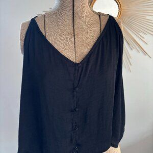 Black Button Up Crop Camisole